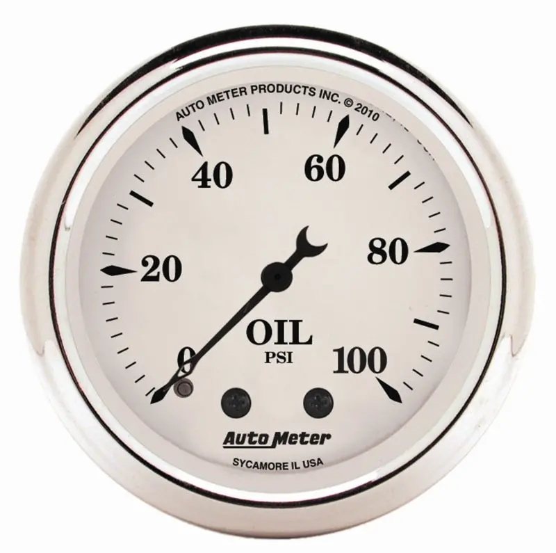 Autometer Gauge Oil Press 2-1/16In. 100Psi Mech Old Tyme White 1