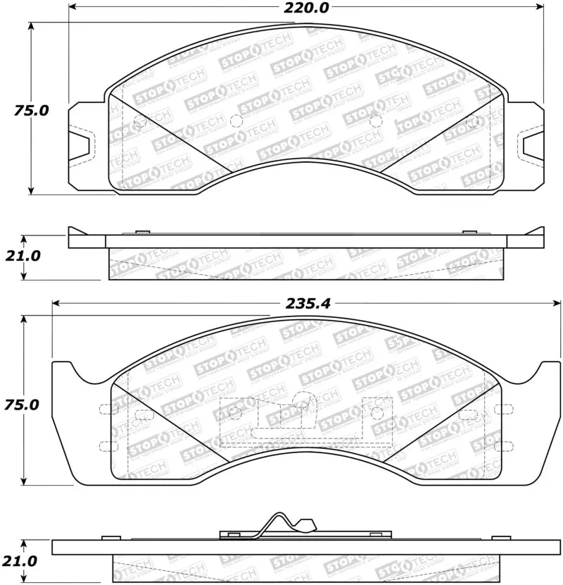 Stoptech Sport Brake Pads W/Shims - Front 1