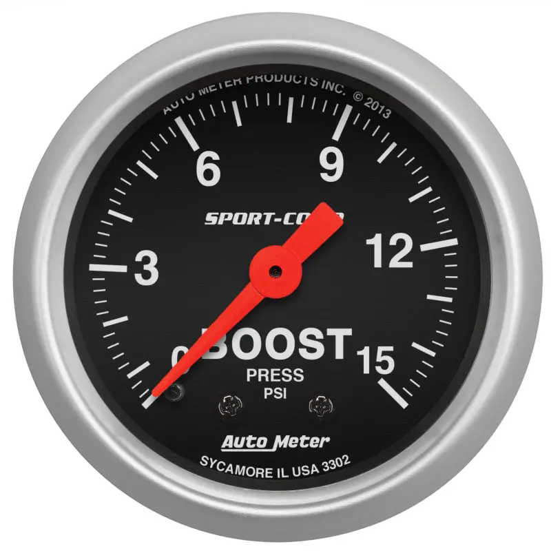 Autometer 2-1/16In 0-15 Psi Mechanical Sport-Comp Boost Pressure Gauge 1