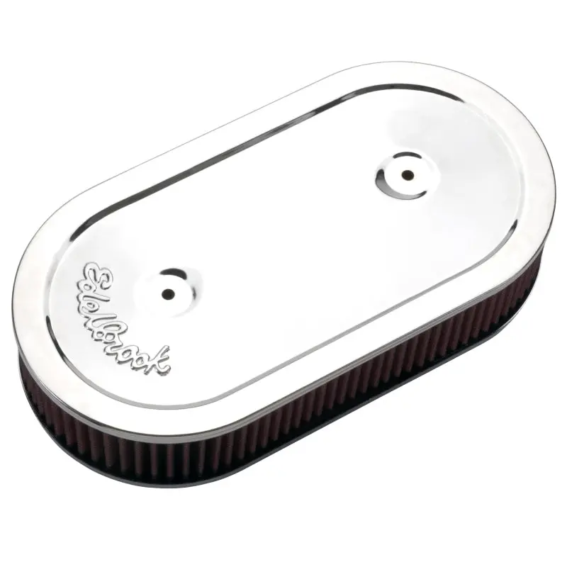 Edelbrock Air Cleaner Pro-Flo Series Oval Steel Top Cloth Element 13 5In X 7In X 3 5In Chrome 1