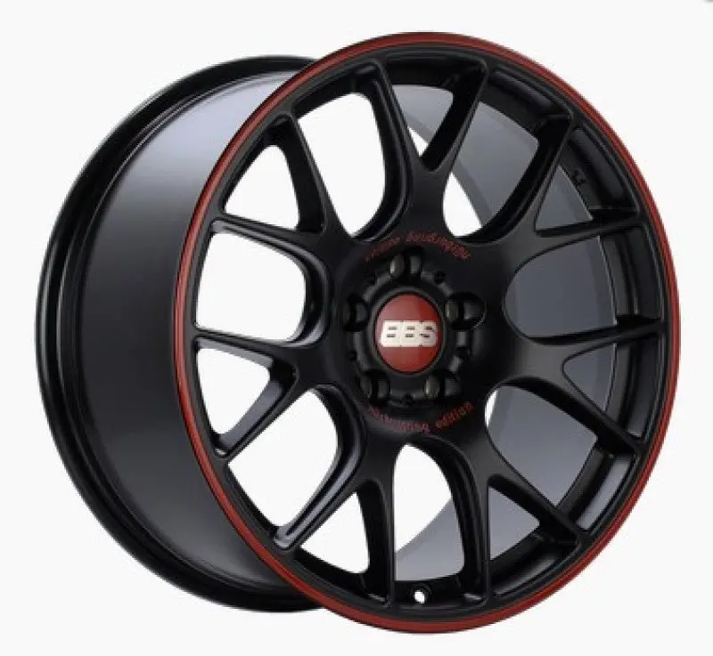 Bbs Ch-R Nurburgring Edition 18X8.5 5X112 Et47 Satin Black/Red Lip Wheel - 82Mm Pfs/Clip Req. 1