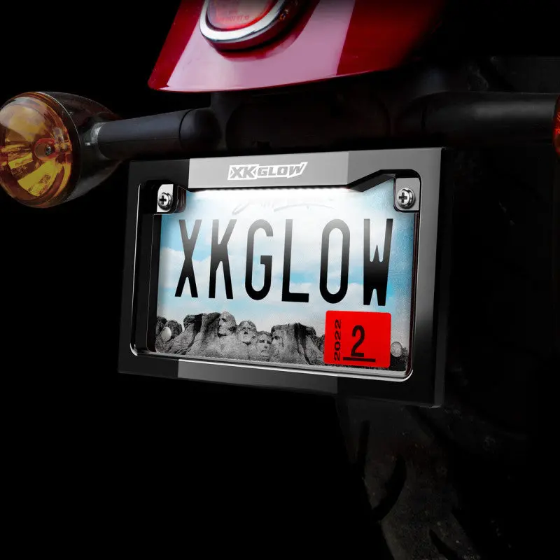 Xk Glow Motorcycle License Plate Frame Light W/ White Led - Black 1