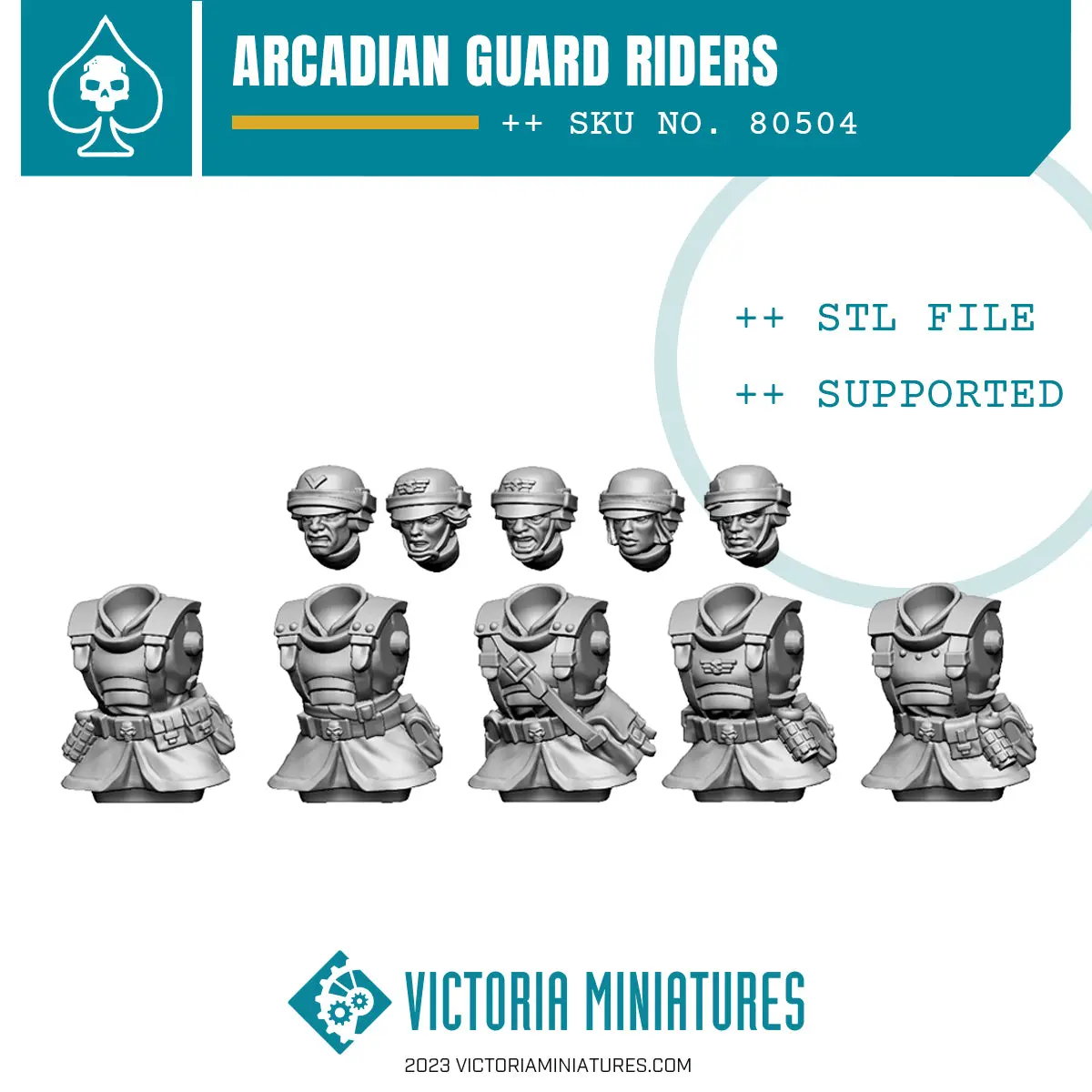 Arcadian Riders Torsos And Heads X5 .Stl Download 1