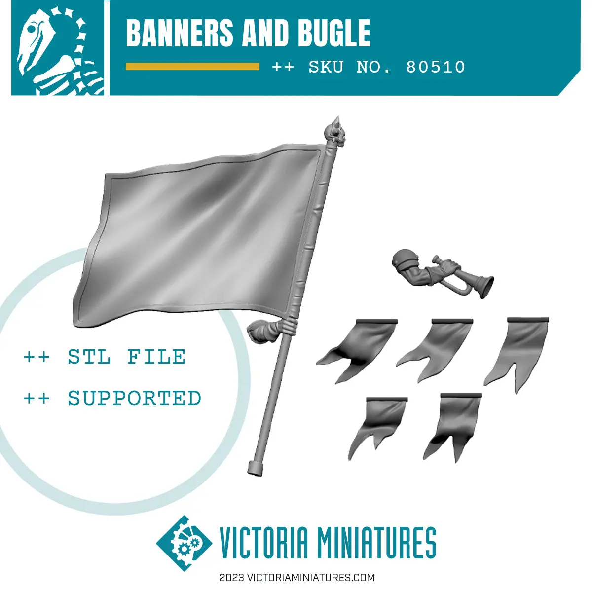 Rough Rider Banners And Bugle .Stl Download 1