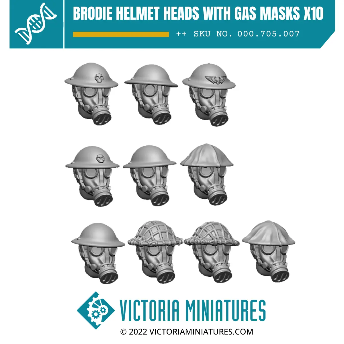 Brodie Helmet Heads With Gas Masks X10 1