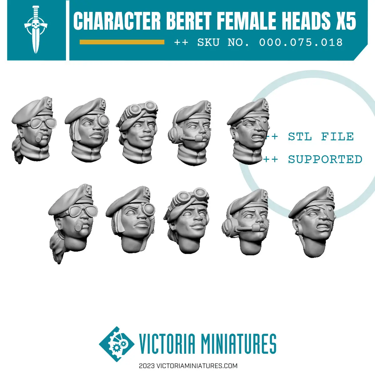 Character Beret Heads Female X5 .Stl Download 1