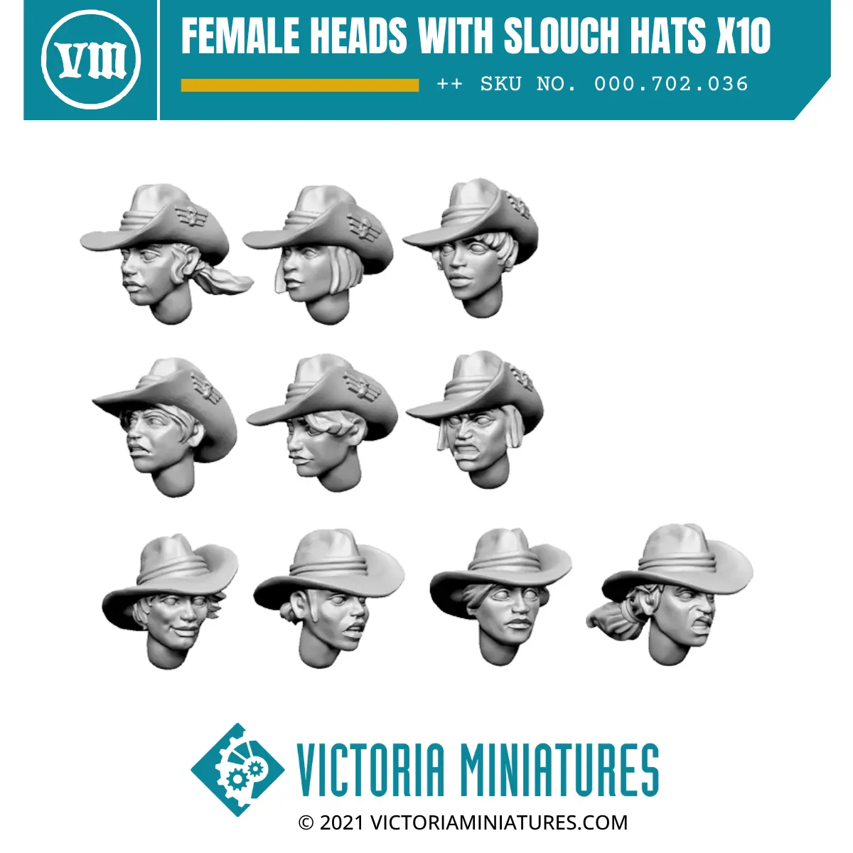 Female Heads With Slouch Hats X10 1