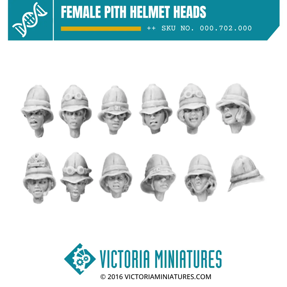 Female Pith Helmet Heads 1
