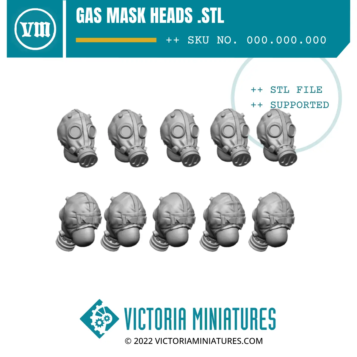 Gas Mask Heads X5 .Stl Files 1