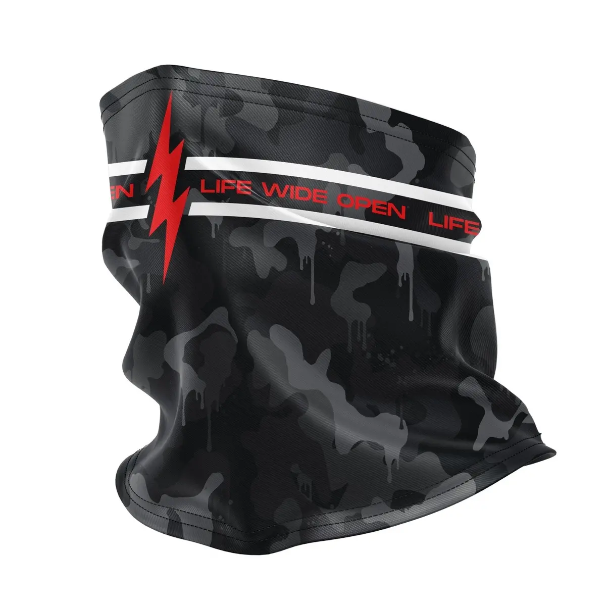 Gray Drip Camo Neck Gaiter 1