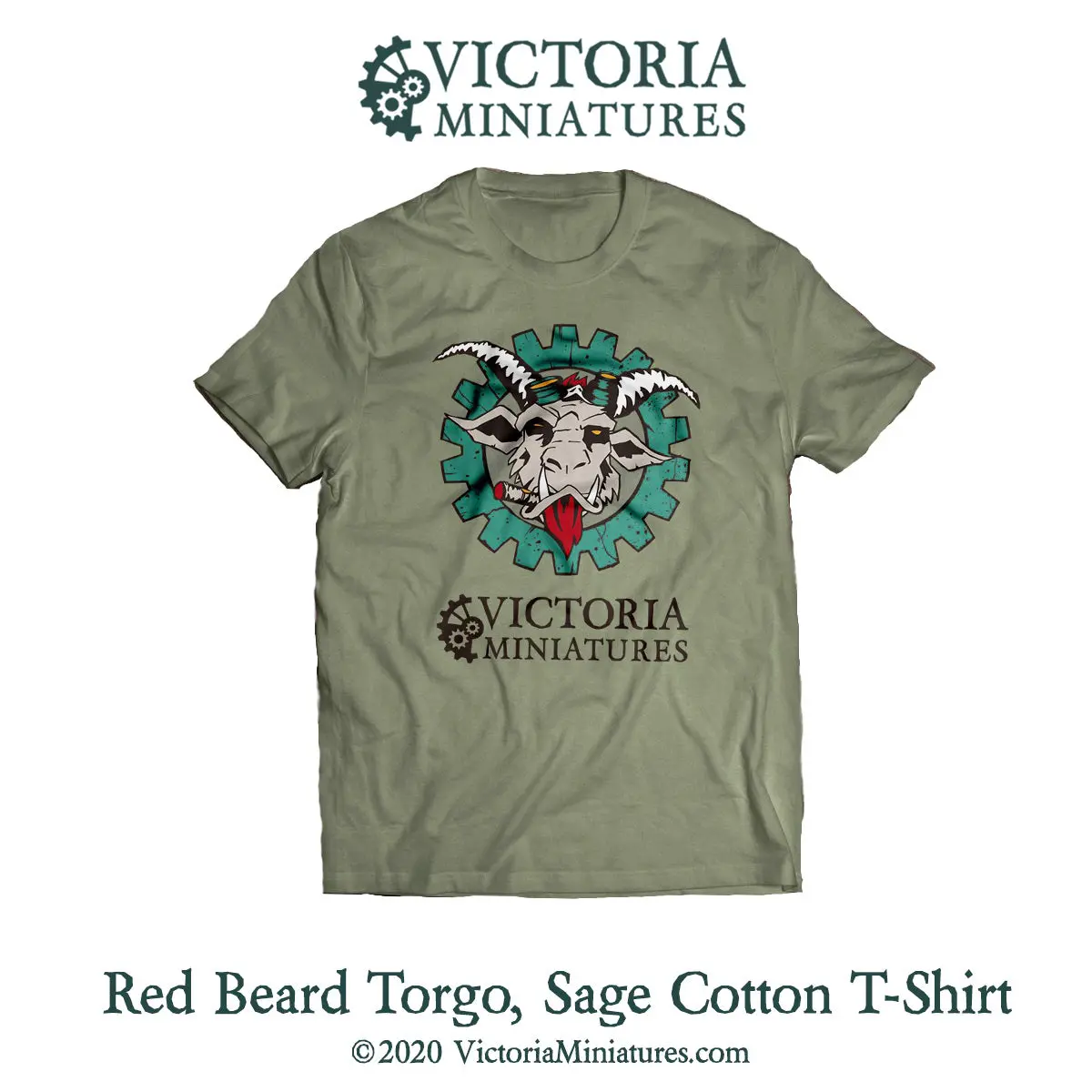 Red Beard Torgo, Sage Green T-Shirt 1