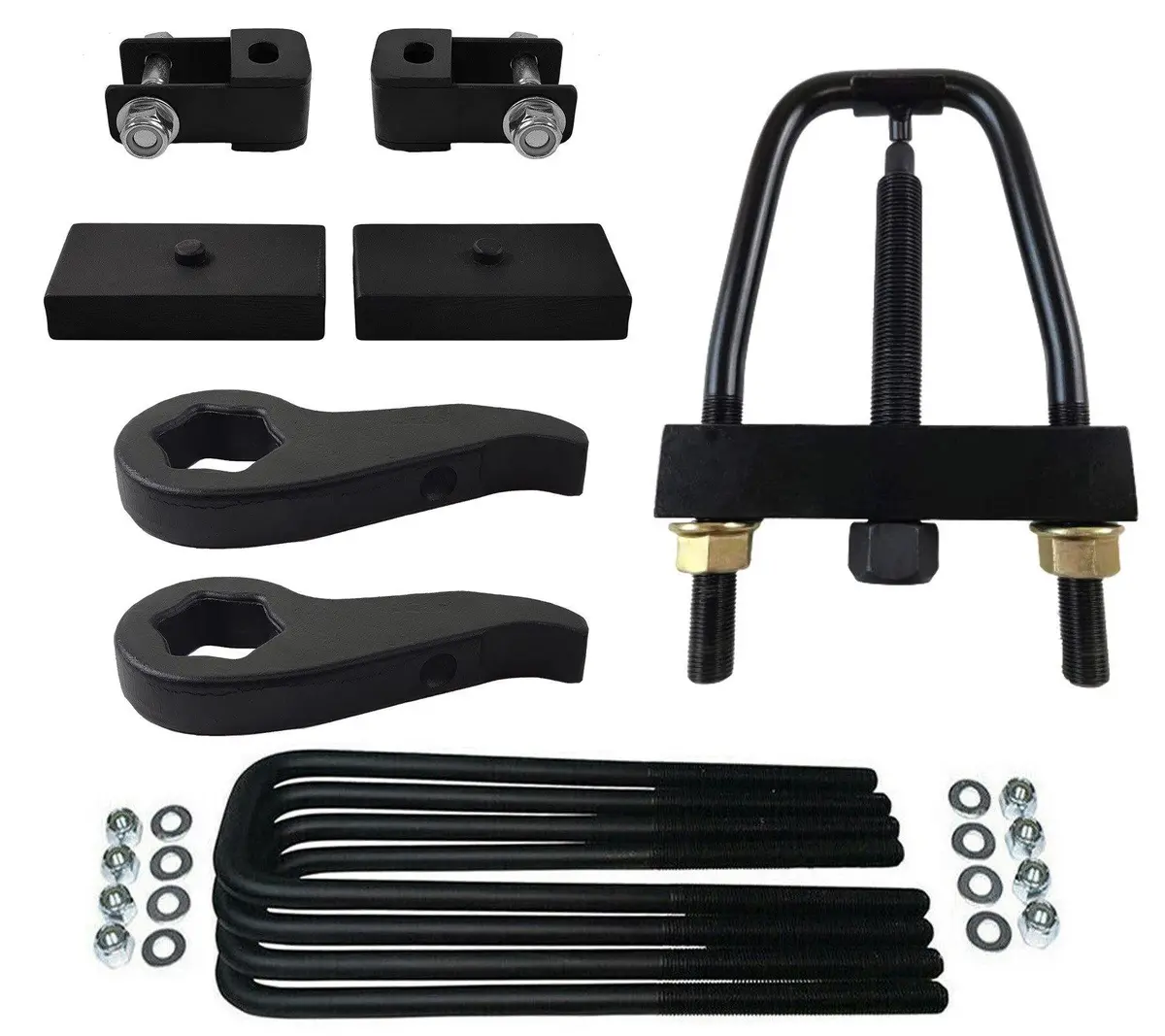 Chevrolet Silverado & Gmc Sierra 2500Hd 3500Hd Adjustable 1" - 3" Forged Steel Torsion Keys Full Lift Kit + Shock Extenders + Install Tool 4Wd 1