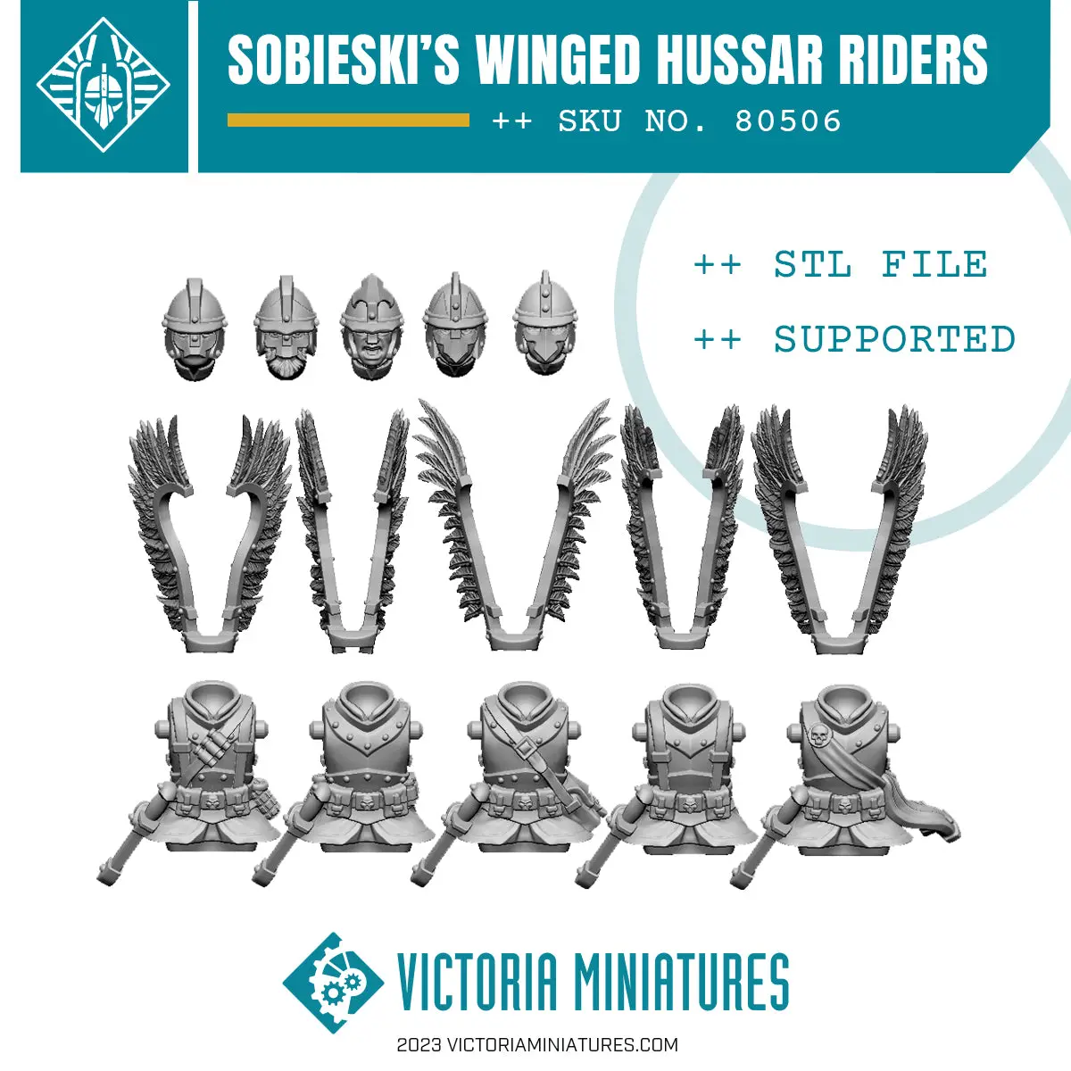Winged Hussars Riders Torsos And Heads X5 .Stl Download 1
