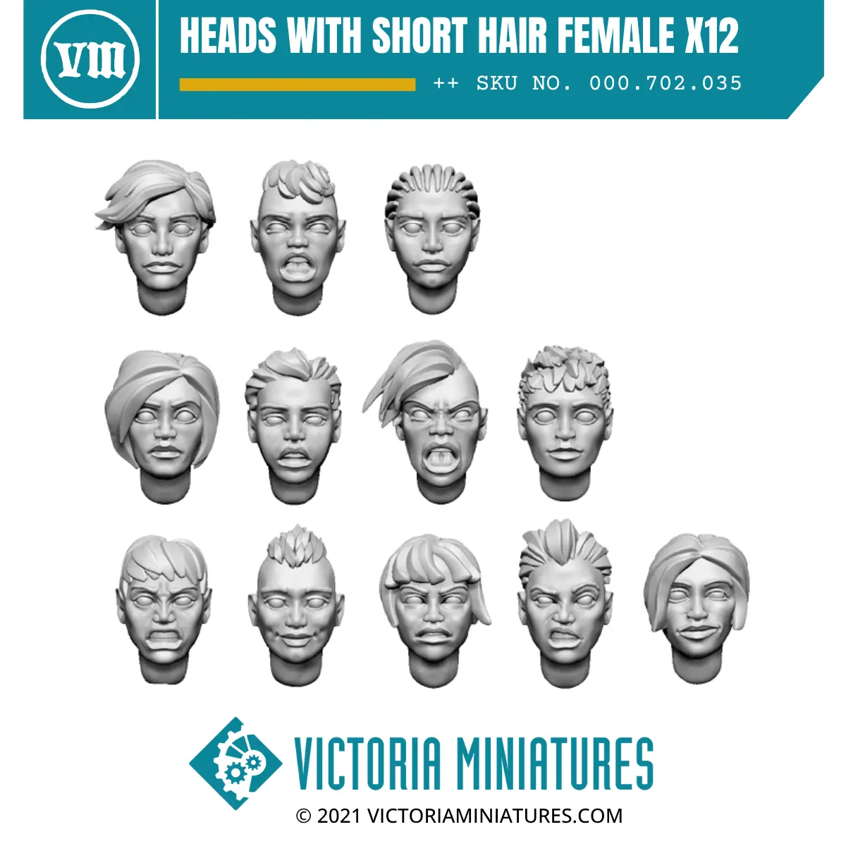 Heads With Short Hair Female X12 1