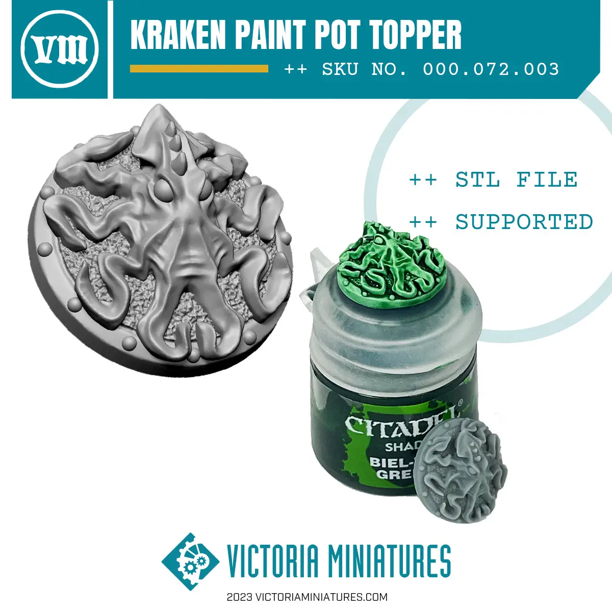 Kraken Paint Pot Topper Swatch .Stl 1
