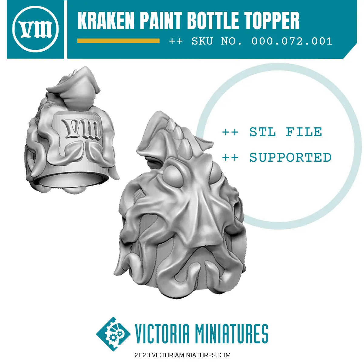 Kraken Paint Bottle Topper Swatch .Stl 1