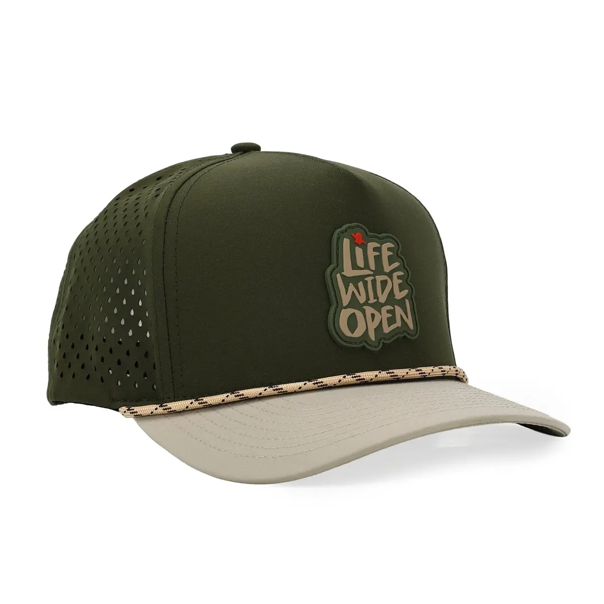 Khaki And Green Rope Performance Snapback 1