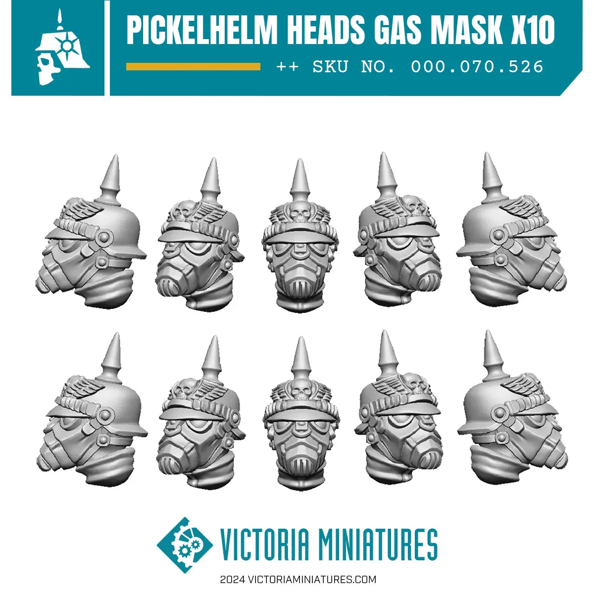 Pickelhelm Heads With Gasmask And Collars 1