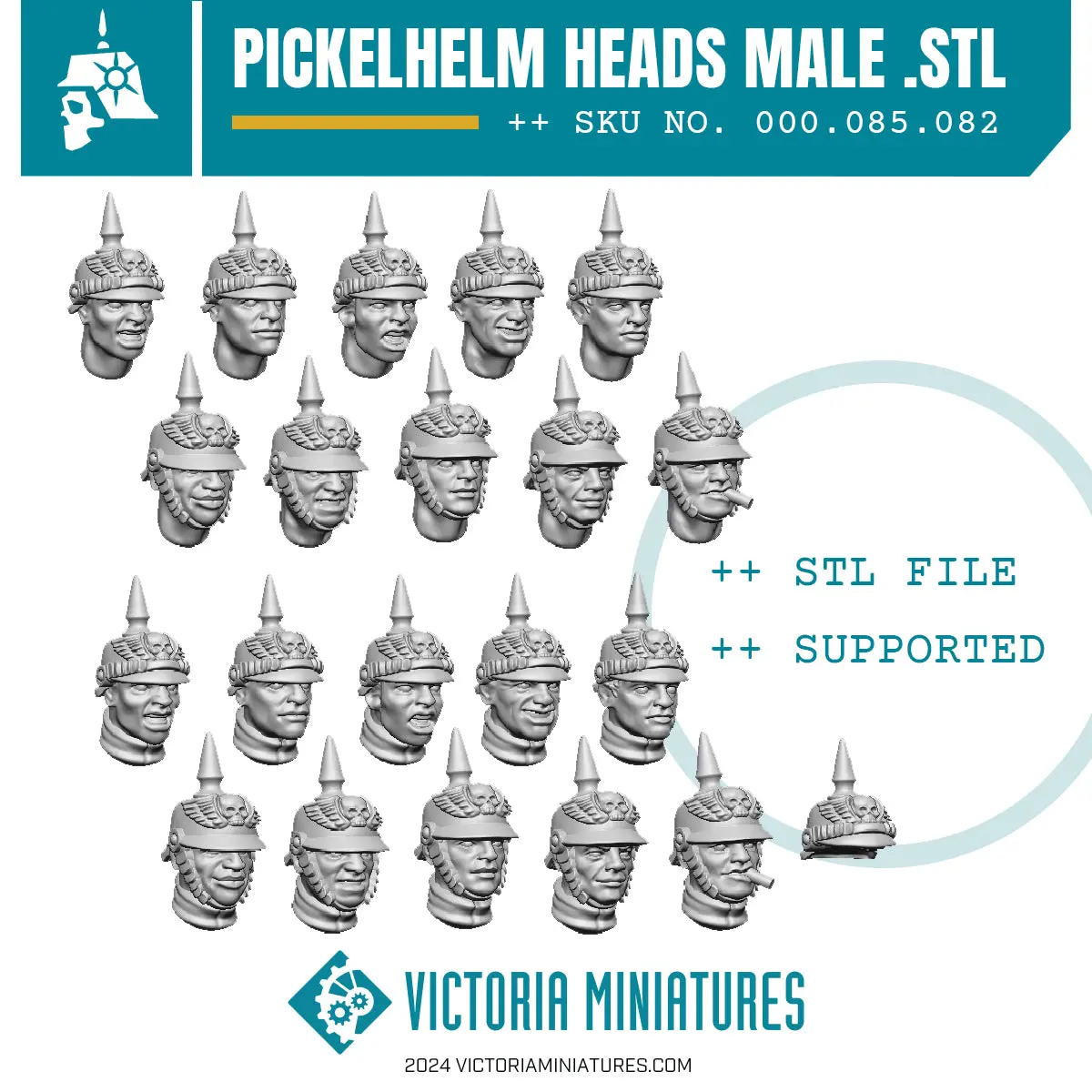 Pickelhelm Heads Male .Stl Download 1