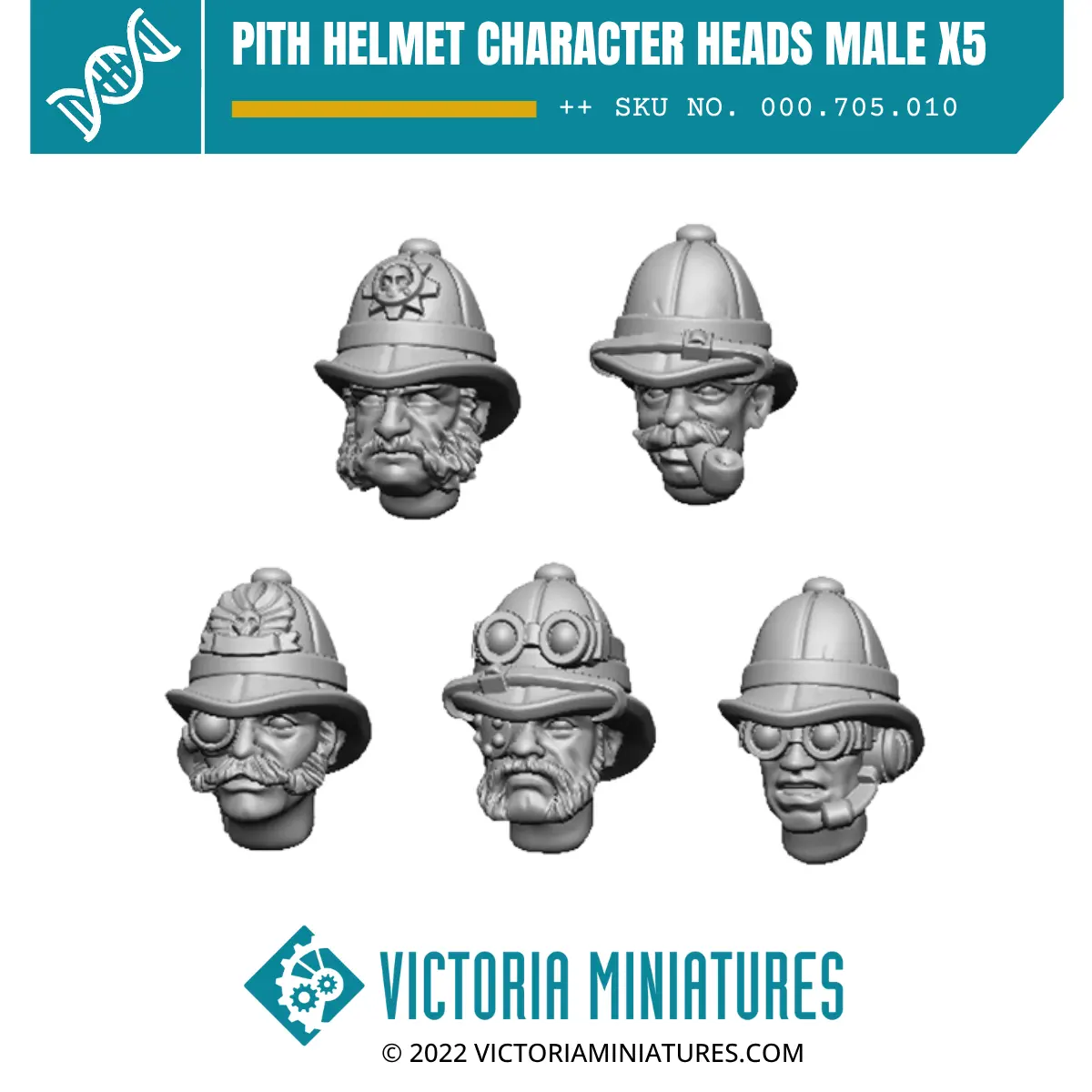 Pith Helmet Character Heads Male X5 1