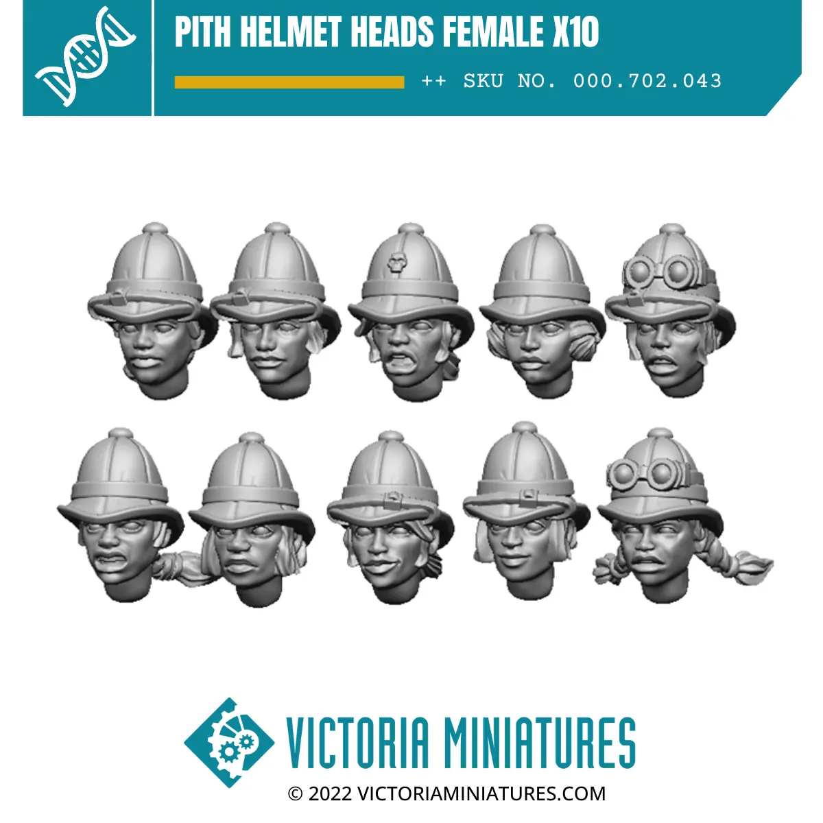 Pith Helmet Heads Female X10 1