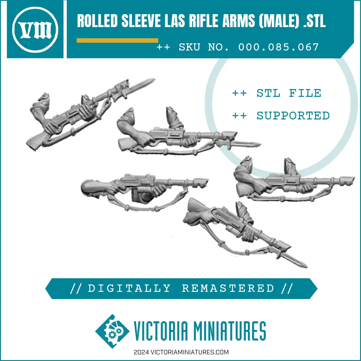 Rolled Sleeve Male Rifle Arms .Stl Download 1