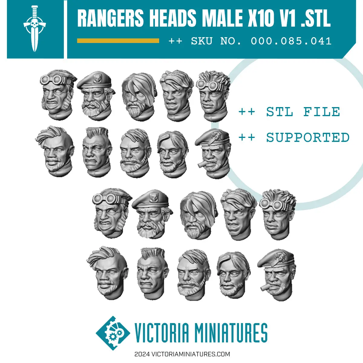 Ranger Heads V1 Male. Stl Download 1