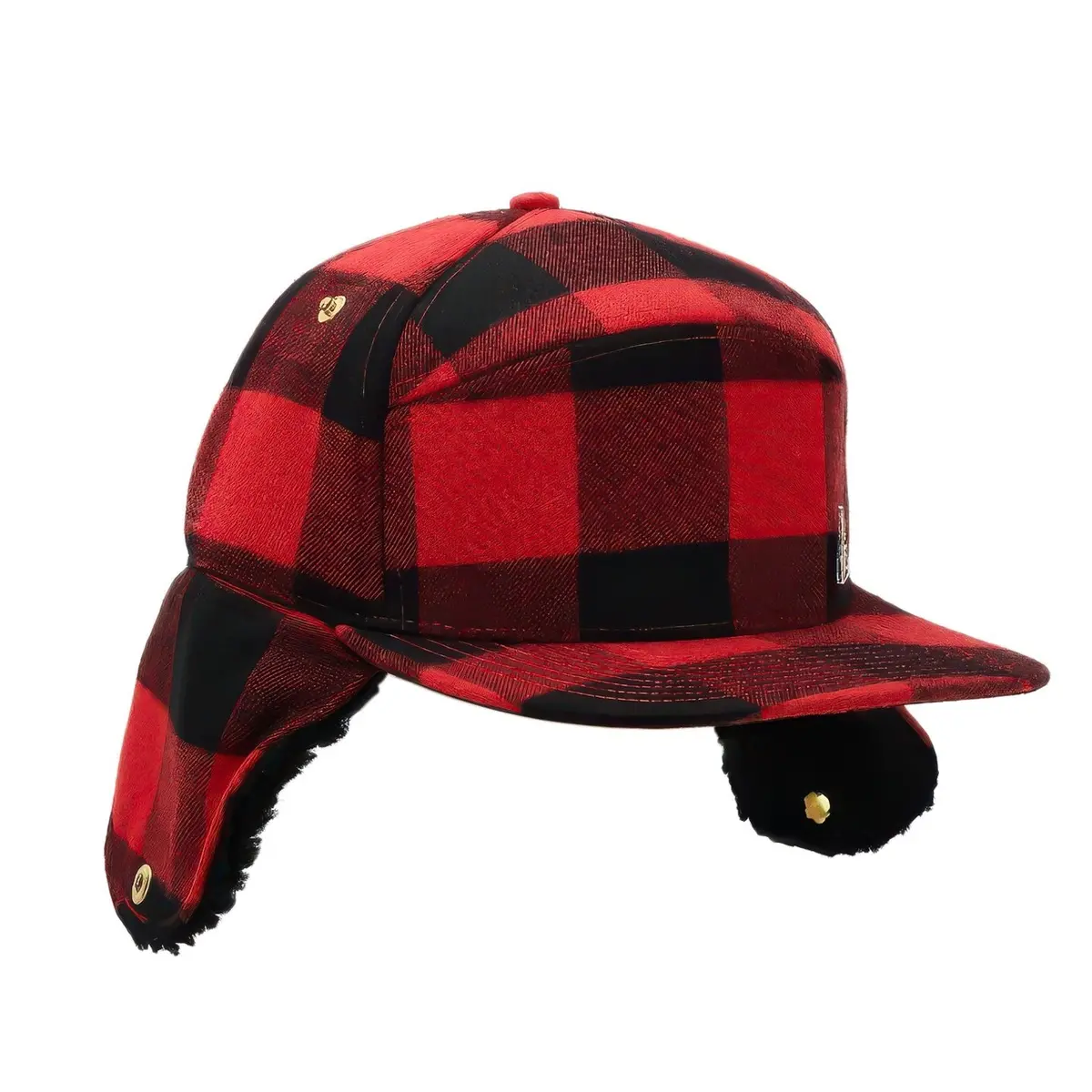 Flannel Insulated Flat Brim Flap Hat 1