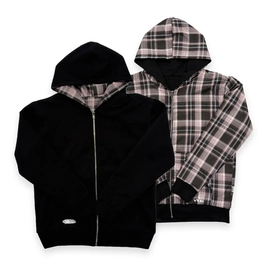 Vida / Reversible Zip Jacket / Black / Pink 1
