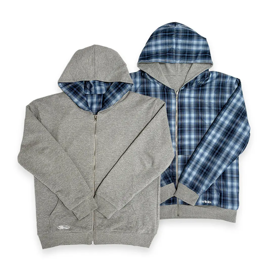 Vida / Reversible Zip Jacket / Grey/Blue 1