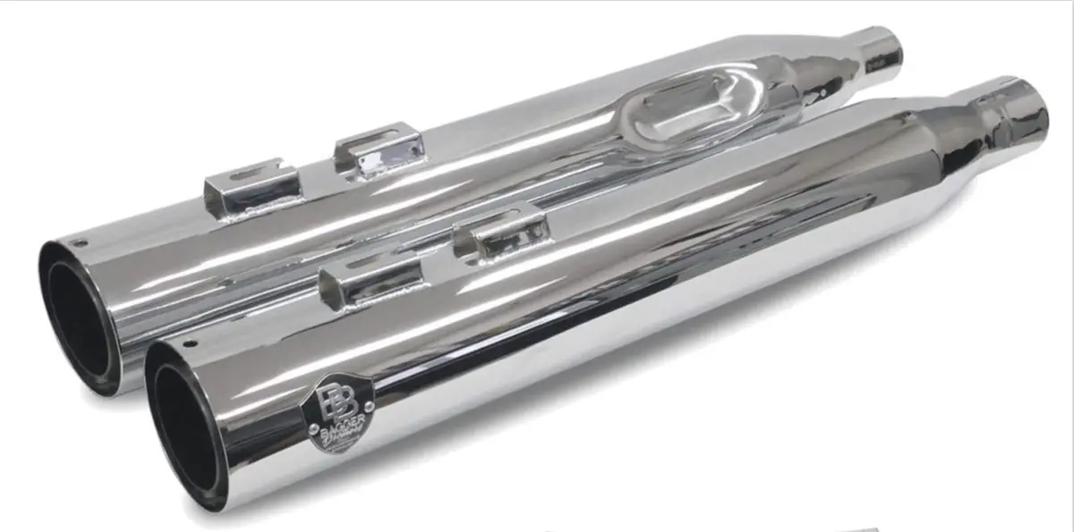Harley Chrome 4" Slip On Mufflers & Gamma Black Tips 1