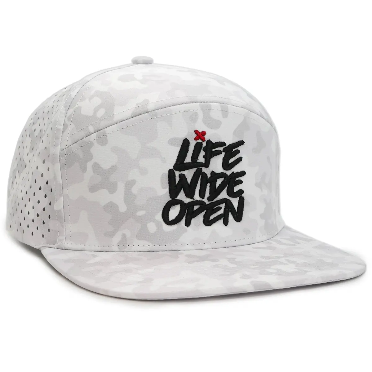 White Camo 3D Flat Brim Hat 1