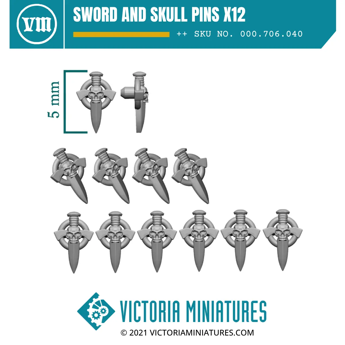 Sword And Skull Pins X12 1