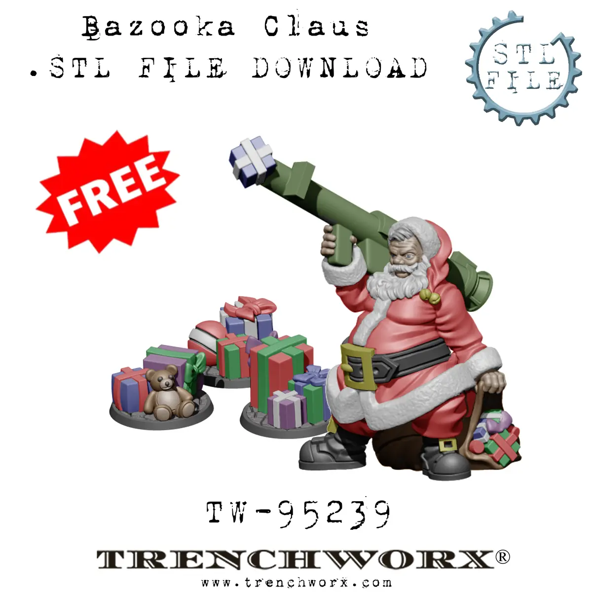Free!!! "Bazooka" Claus And Gift Objectives .Stl Download 1