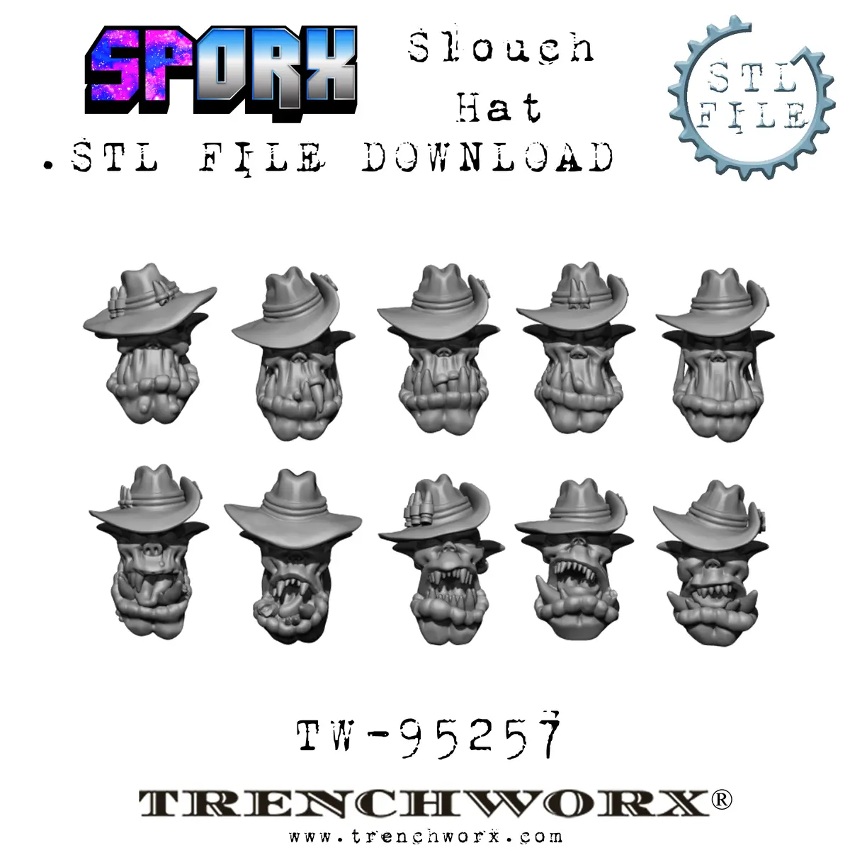 Sporx Orc Slouch Hat Heads .Stl Download 1
