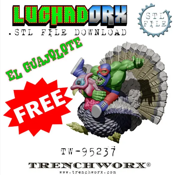 El Guajolote Orc Mutant Turkey Rider Free .Stl Download 1