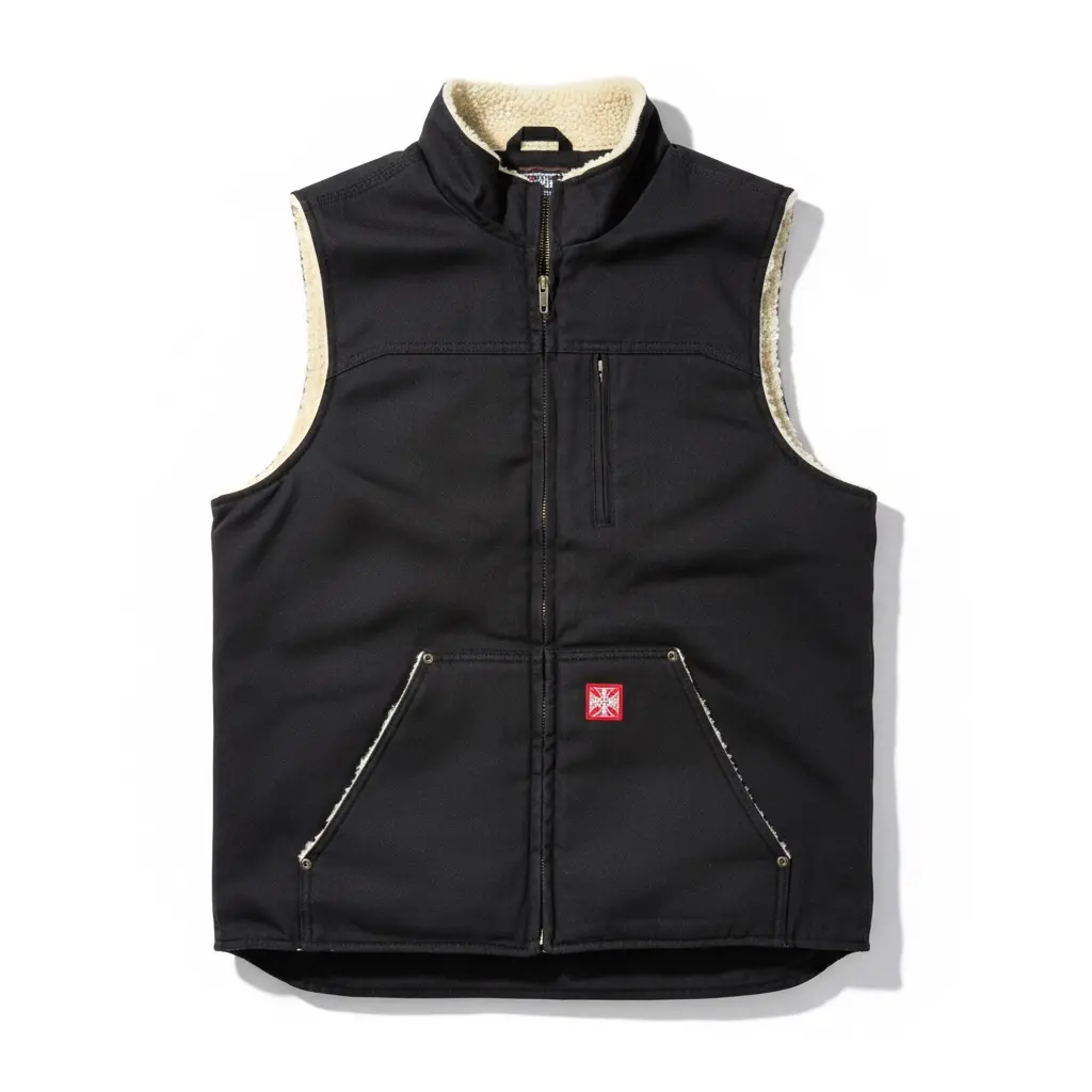 Wcc Sherpa Lined Heavy Duty Canvas Workvest - Black 1