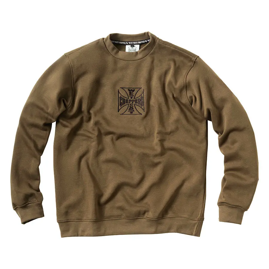 West Coast Choppers Parts Crewneck - Olive Green 1