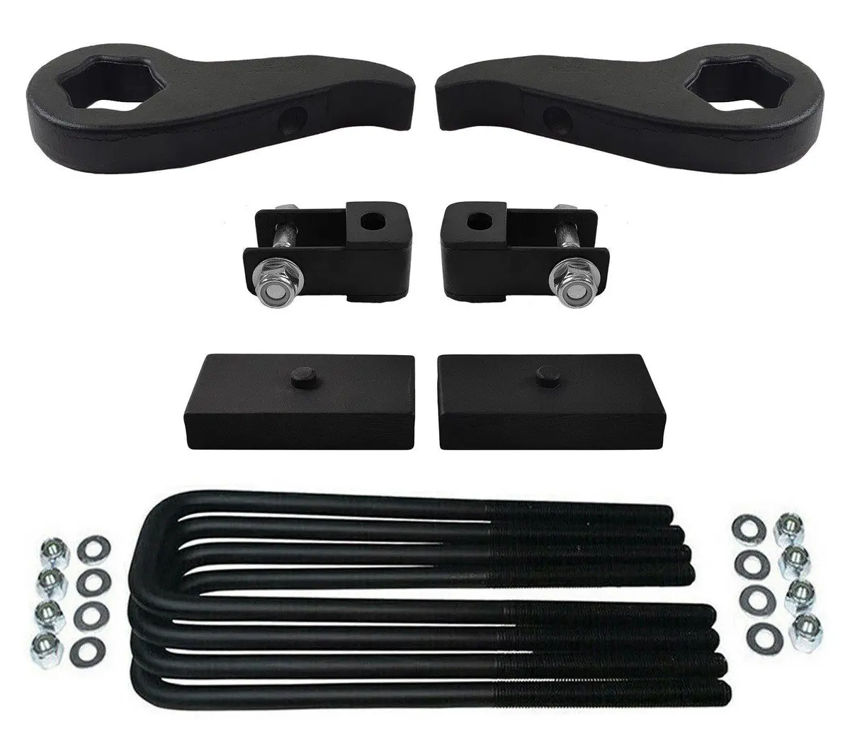 Adjustable 1" - 3" Forged Steel Torsion Keys Full Lift Kit + Shock Extenders For Chevrolet Silverado & Gmc Sierra 2500Hd 3500Hd 4Wd 1
