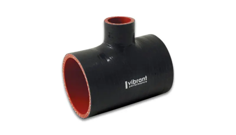 Vibrant 4 Ply Reinforced Silicone T Adapter - 2In Outlet Id X 4In Oal X 1In Branch Id (Black) 1