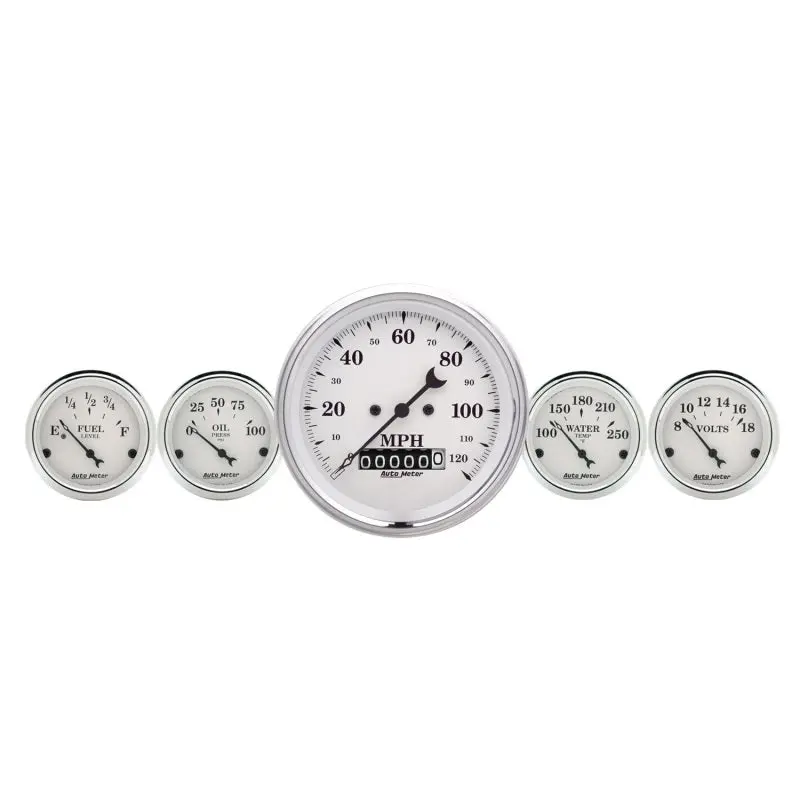 Autometer Gauge Kit 2 Pc. Quad & Speedometer 3-3/8In. Old Tyme White 1