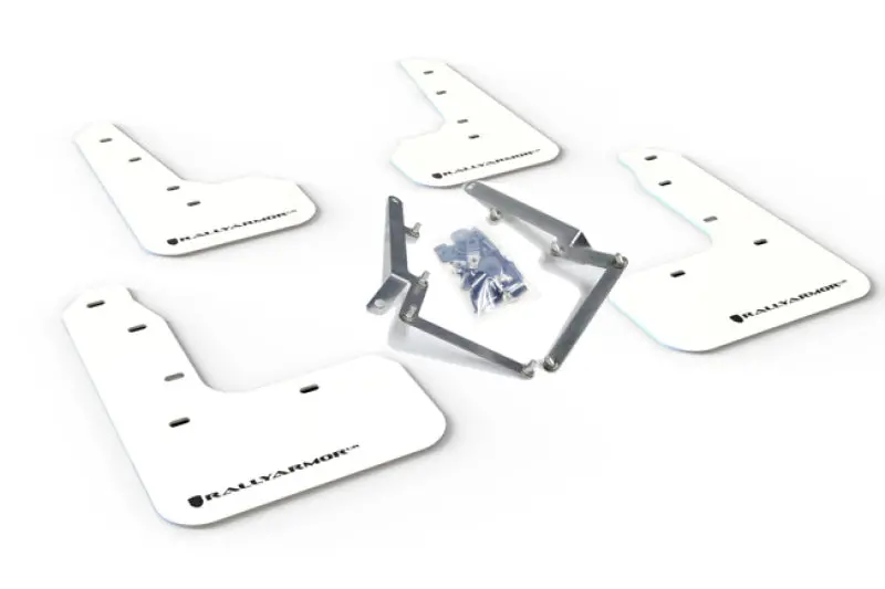 Rally Armor 17-21 Honda Civic Sport/Sport Touring White Ur Mud Flap W/Black Logo 1