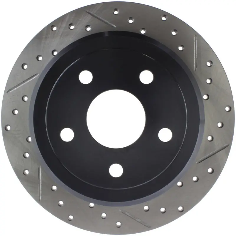 Stoptech Power Slot 07-13 Jeep Wrangler Rear Left Drilled & Slotted Rotor 1
