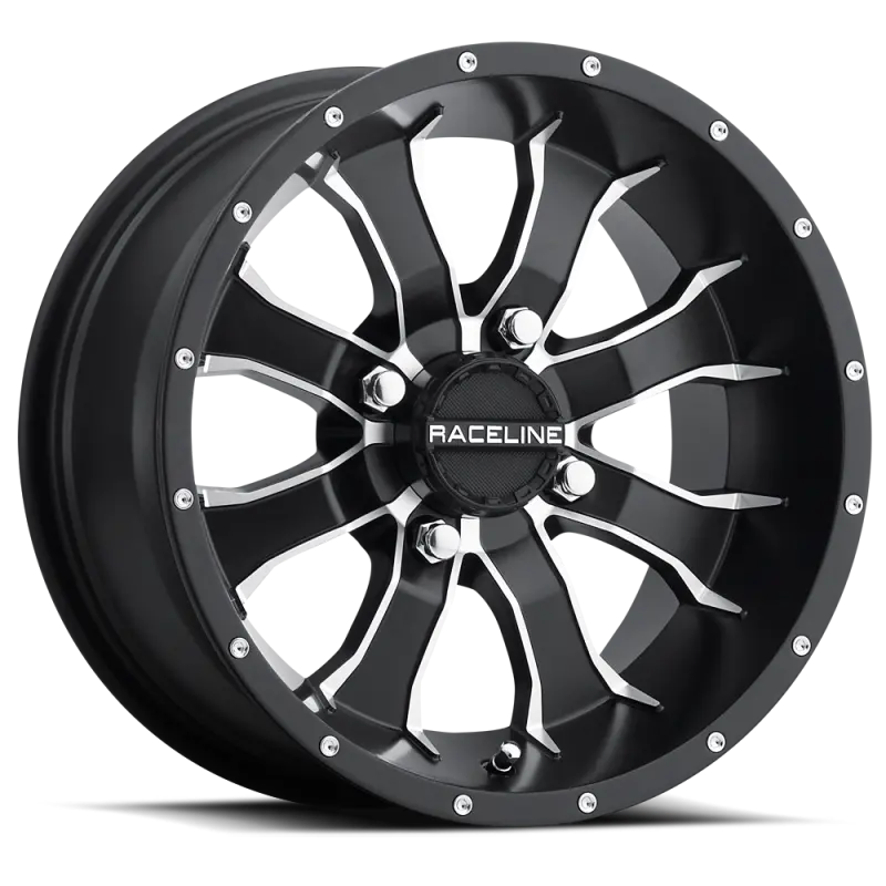 Raceline A77 Mamba 12X7in / 4X137 Bp / 10Mm Offset / 110.18Mm Bore - Black & Machined Wheel 1