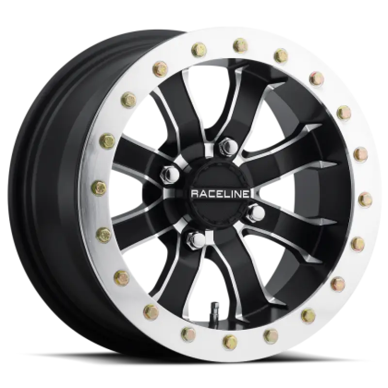 Raceline A71 Mamba 14X10in/4X156 Bp/5+5 0Mm Offset/132.5Mm Bore - Blk & Machined Ring Beadlock Wheel 1