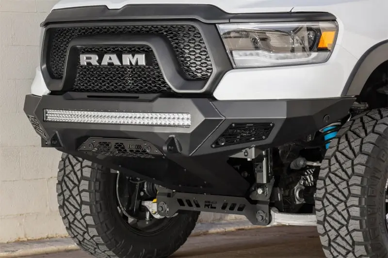 Addictive Desert Designs 2019 Ram Rebel 1500 Stealth Fighter Fr Bumper W/Parking Sensor Cutouts 1