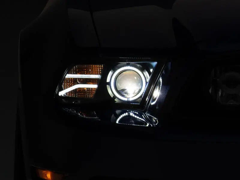 Raxiom 13-14 Ford Mustang Led Halo Projector Headlights- Black Housing (Clear Lens) 1
