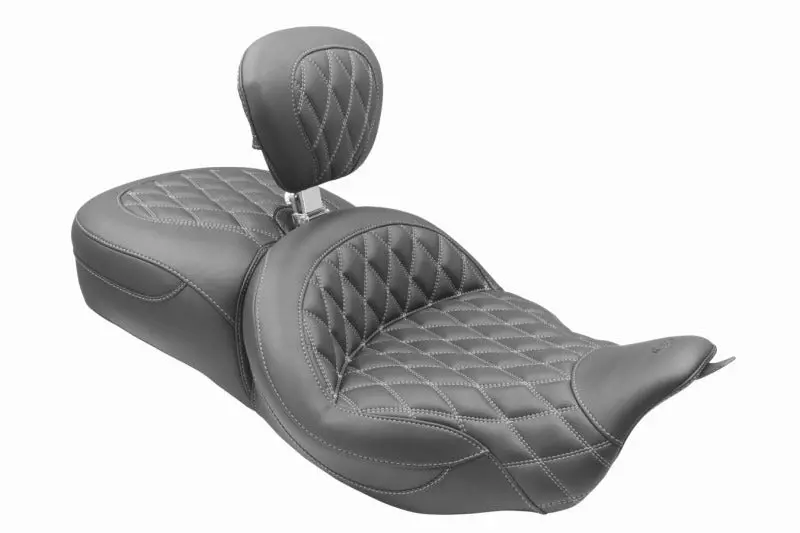 Mustang 08-25 Harley Fl Touring Rd King Sp, Rd Glide Ltd, Dble Diamond St Backrest - Black/Gm 1