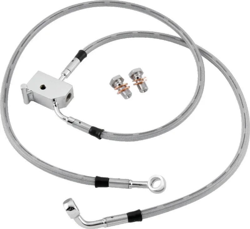 Twin Power 08-13 Flhr Flht Flt Non Abs Models Stainless Steel Dot Brake Line Kit Rear Stock Length 1