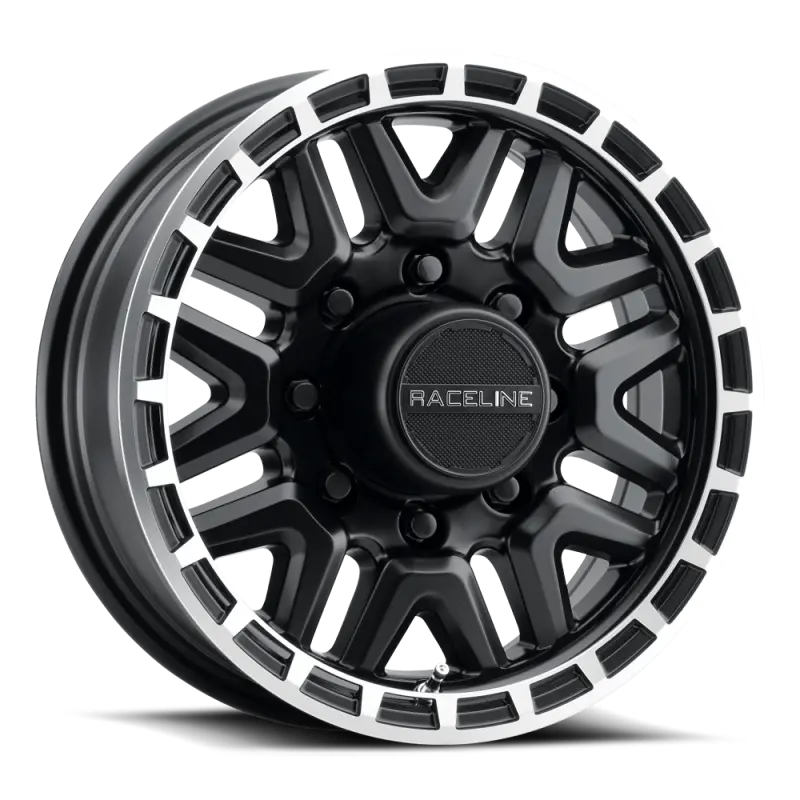 Raceline 953Bm Krank 16X6in / 8X165.1 Bp / 0Mm Offset / 4.90Mm Bore - Black & Machined Wheel 1